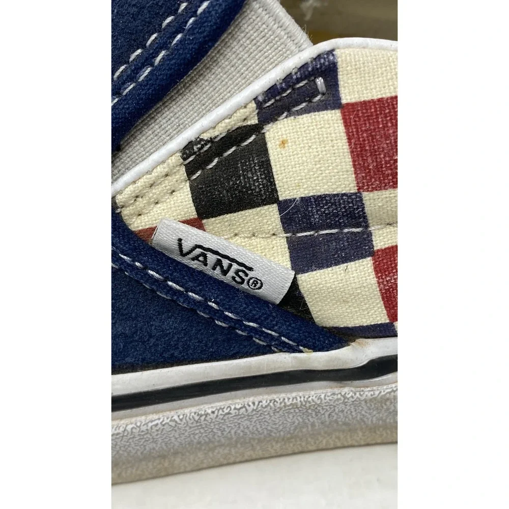 Vans Classic Slip On Navy Blue Suede Checkerboard Sneakers Mens 10 507452